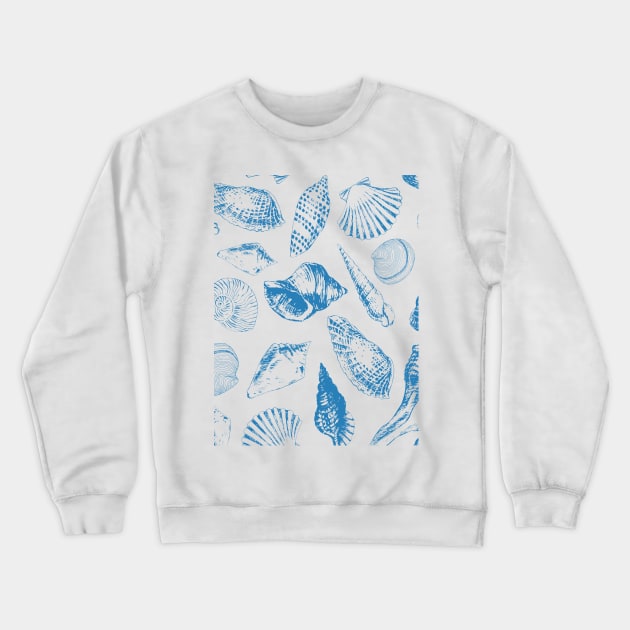 Seamless pattern with various sea shells Crewneck Sweatshirt by katerinamk